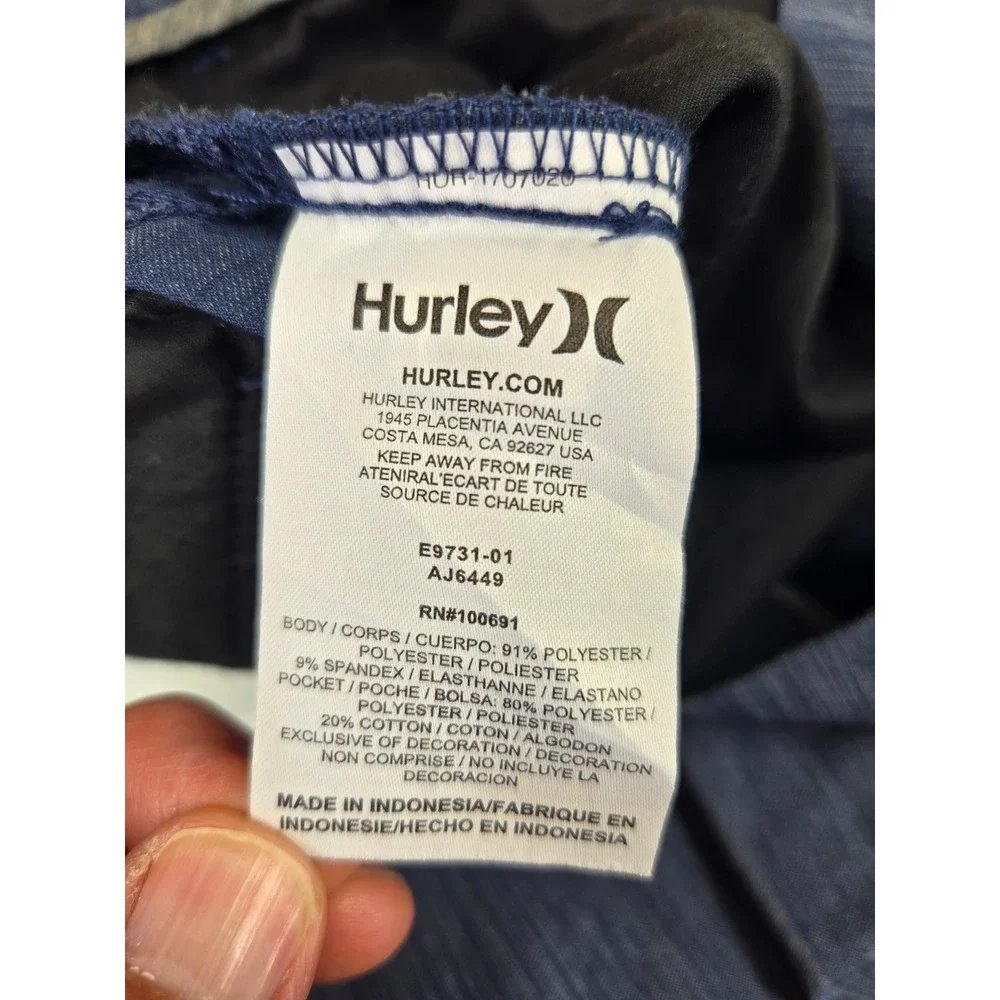 Hurley Mens Hybrid Walk Shorts Navy Blue‎ Heathered Stretch Size 30 AJ6449